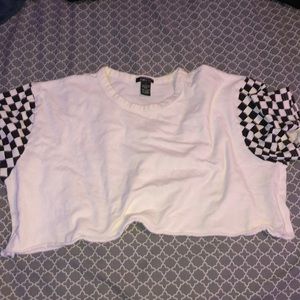 white and black checkered cropped top